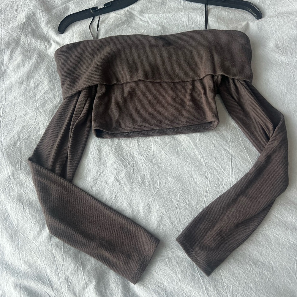 Elegant Brown Off-Shoulder Top